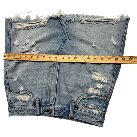 Abercrombie & Fitch Zoe Natural Rise Denim A-Line Skirt 6 Light Wash Distressed - Picture 5 of 7